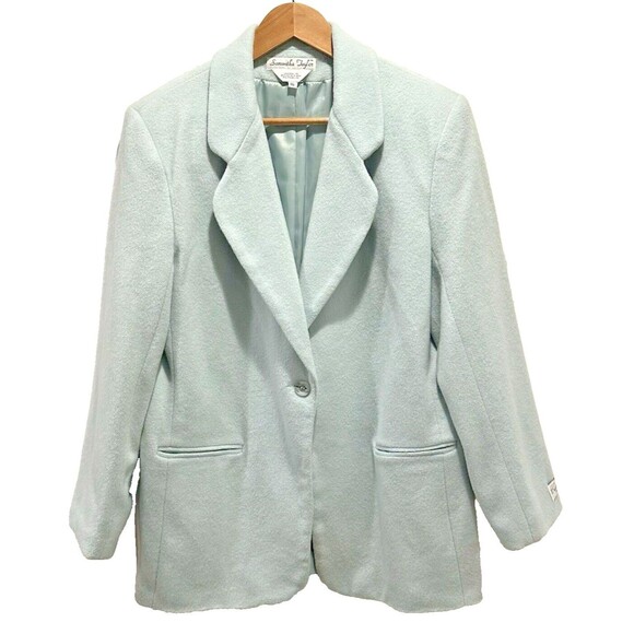Jackets & Blazers - Wool Blend Light Mint Green Pea Coat Womens 16 VTG Samantha Taylor Retro Chic